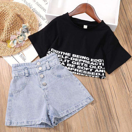 Two-piece Fashionable Jeans Crop Top Fendax 0