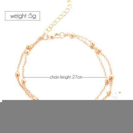 Women's Alloy Anklet With 8-shaped Double-layer Pearls Fendax 0