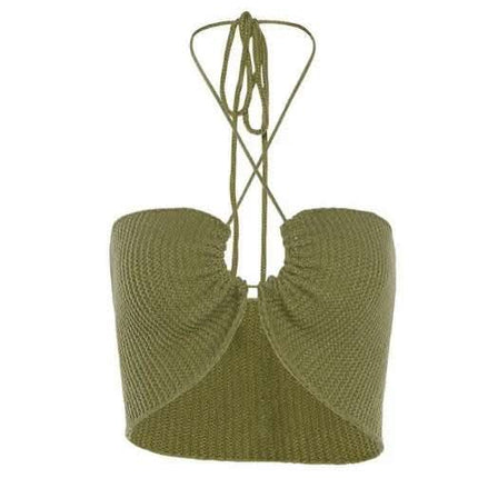 Knitted Sexy Sling Short Top Women's Sleeveless Fendax 0