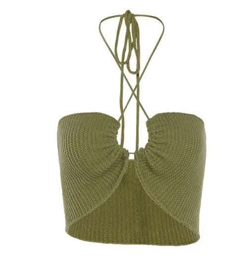 Knitted Sexy Sling Short Top Women's Sleeveless Fendax 0