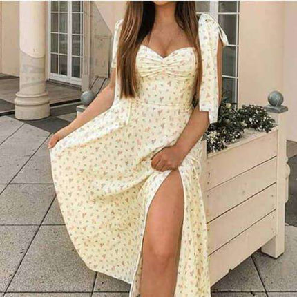 Summer Floral Print Dress Women Sexy Party Long Dresses Puff Short Sleeve Fendax 0