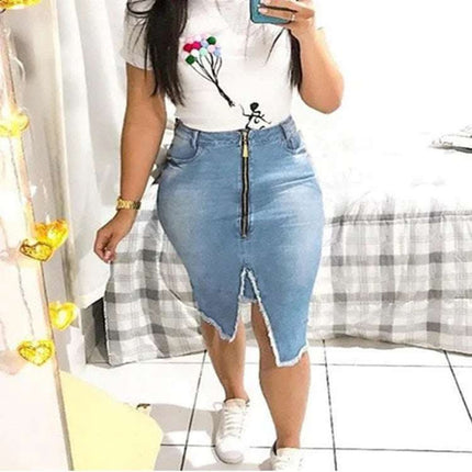Cowgirl Skirt Slim Slimming Fringed Denim Skirt Fendax 0