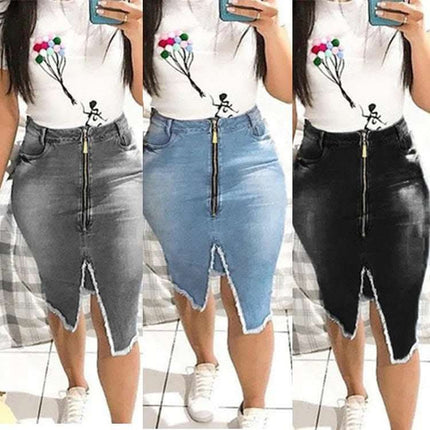Cowgirl Skirt Slim Slimming Fringed Denim Skirt