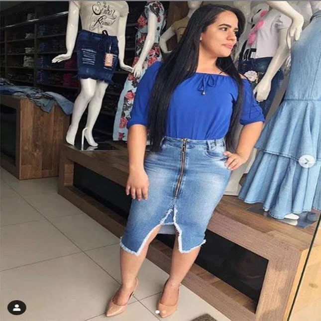 Cowgirl Skirt Slim Slimming Fringed Denim Skirt Fendax 0