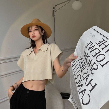 Loose Slim Short-Sleeved T-Shirt Crop Top Fendax 0