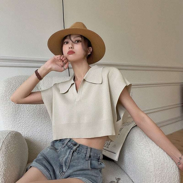 Loose Slim Short-Sleeved T-Shirt Crop Top Fendax 0