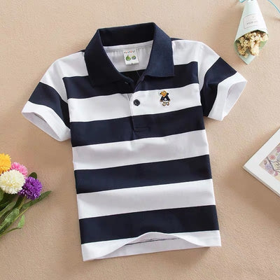 Cotton Striped Lapel Polo Shirt