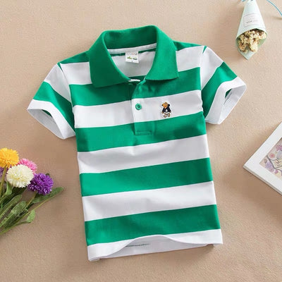 Cotton Striped Lapel Polo Shirt