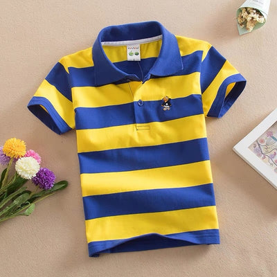 Cotton Striped Lapel Polo Shirt