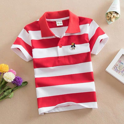 Cotton Striped Lapel Polo Shirt