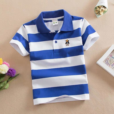 Cotton Striped Lapel Polo Shirt