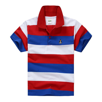 Cotton Striped Lapel Polo Shirt