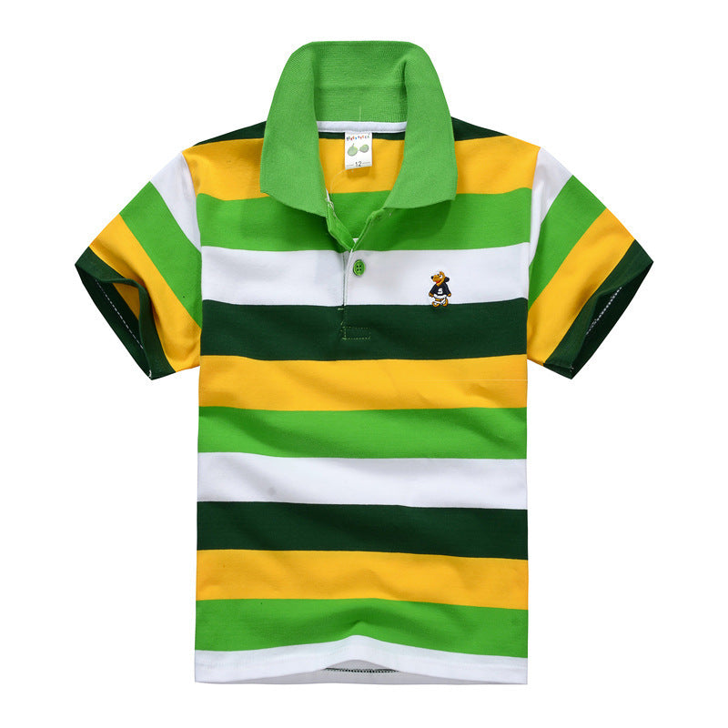 Cotton Striped Lapel Polo Shirt