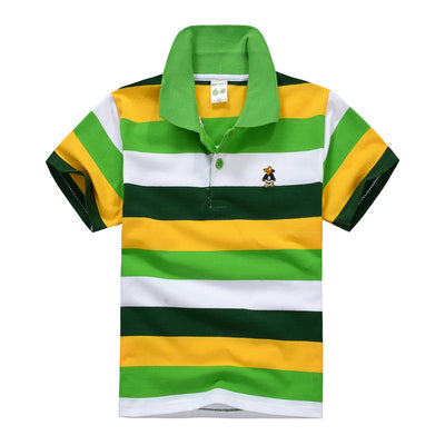Cotton Striped Lapel Polo Shirt