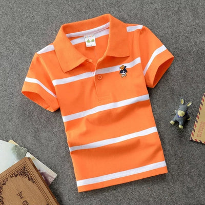 Cotton Striped Lapel Polo Shirt