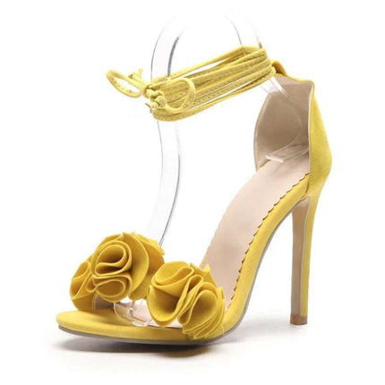 High-heeled sandals women's fine with flowers suede women's shoes large size 40-52 strap shoes Fendax 0