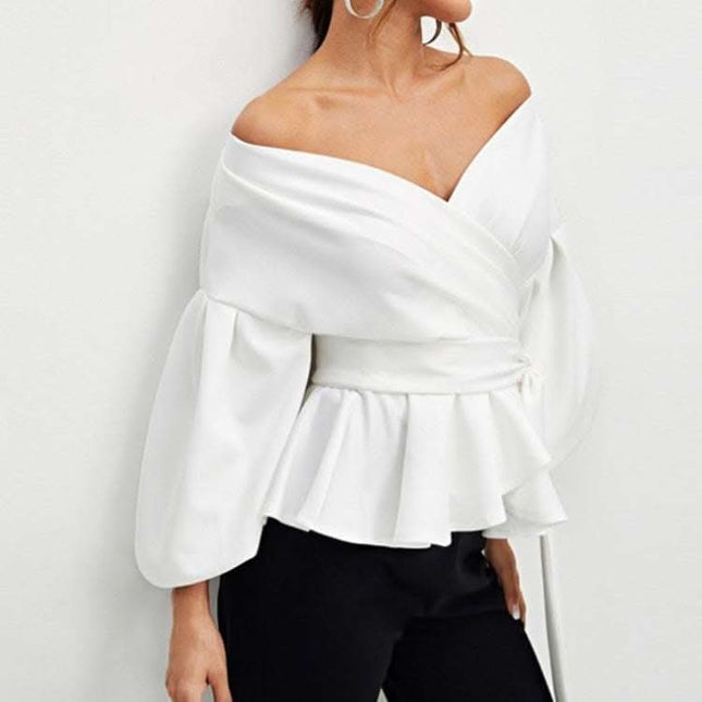 Sexy strapless lantern sleeve top Fendax 0