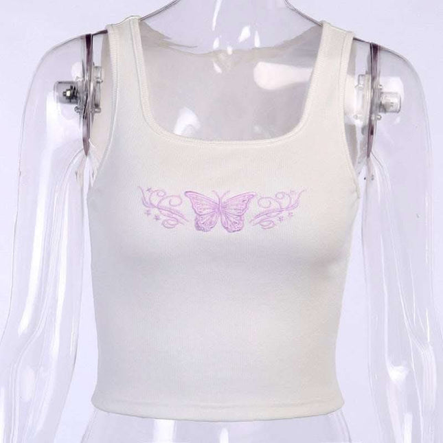 Embroidered Butterfly Sexy Tank Top Fendax 0