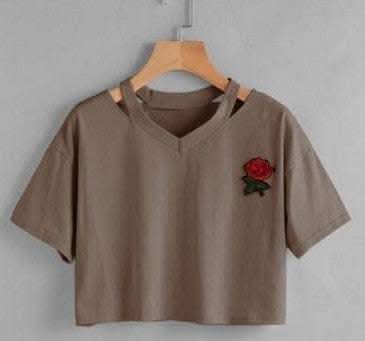 CROP TOP LA ROSE A MANCHES COURTES Fendax 0