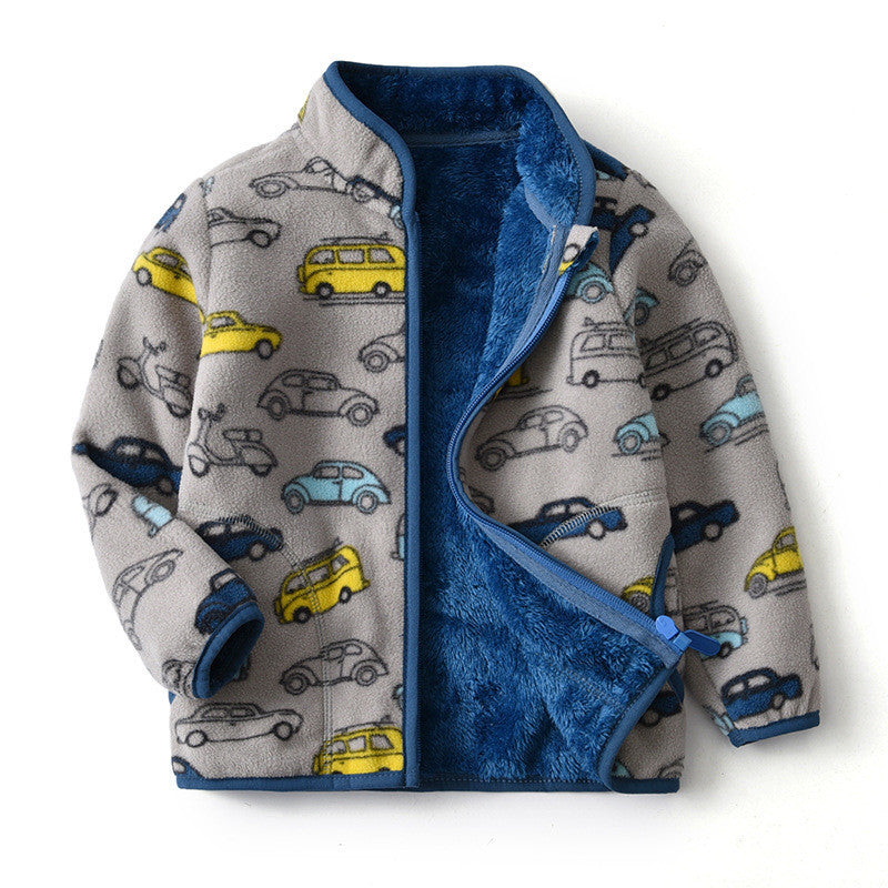 Printed Polar Cartoon Boy Jacket