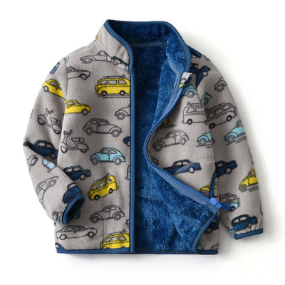 Printed Polar Cartoon Boy Jacket