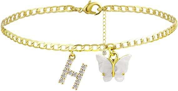 Butterfly Letter Feet Chain Fashion Inlaid Diamond Letter Acrylic Fendax 0