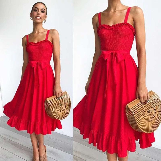 Summer fashion wild sling ruffled lace female dress Fendax 0