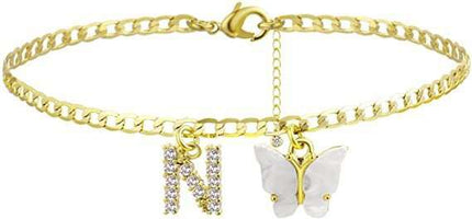 Butterfly Letter Feet Chain Fashion Inlaid Diamond Letter Acrylic Fendax 0