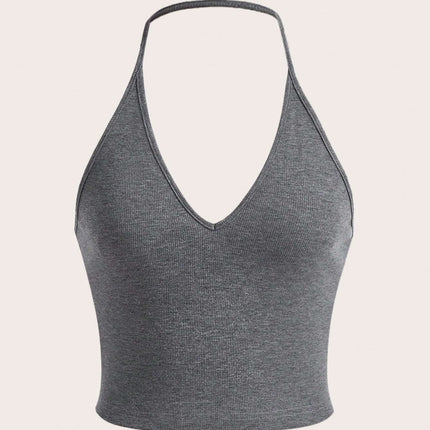 SHEIN EZwear Summer Solid Crop Halter Top Fendax 4