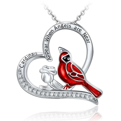 Creative Heart Shaped Cardinal Pendant Necklace, Exquisite Party Commemorative Accessory Gift Jewelry Anniversary Party Gifts, Valentine's Day Gift Fendax 0