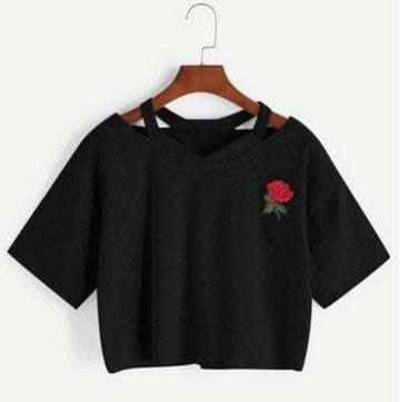 CROP TOP LA ROSE A MANCHES COURTES Fendax 0