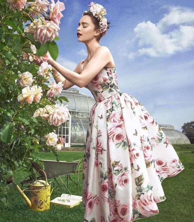 Rose print puffy dress Fendax 0