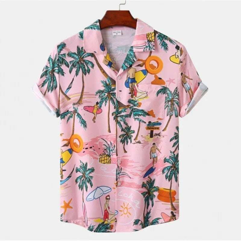 Men's Short-sleeved Shirt Stylish Beach Style Printed Shirt Fendax 0