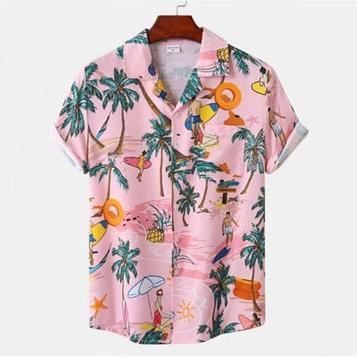 Men's Short-sleeved Shirt Stylish Beach Style Printed Shirt Fendax 0