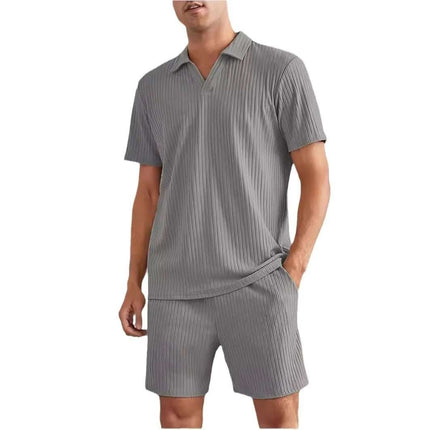 Fashion Casual Polo Short Sleeve Shirt Shorts Two-piece Set Men's Suit Fendax 0