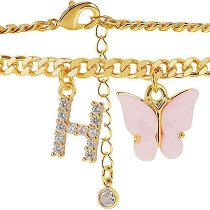 Butterfly Letter Feet Chain Fashion Inlaid Diamond Letter Acrylic Fendax 0