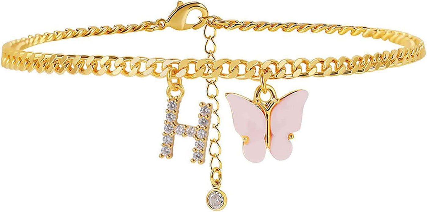 Butterfly Letter Feet Chain Fashion Inlaid Diamond Letter Acrylic Fendax 0