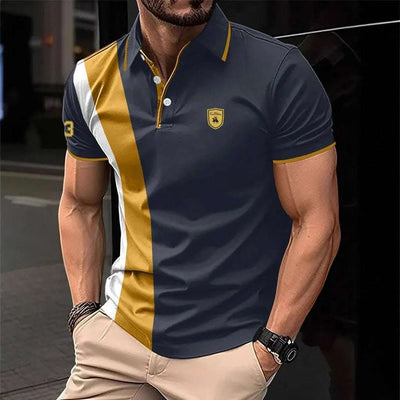 Men's 3D Printing Digital Printed Polo Shirt Short Sleeve Fendax 0