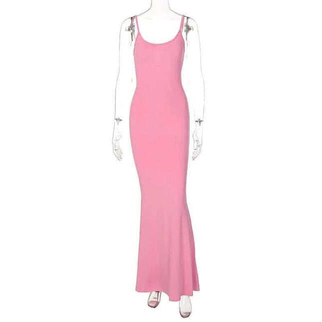Spaghetti Strap Long Dress Women Sexy Slim Skinny Bodycon Party Club Suspender Casual Street Dresses Fendax 0