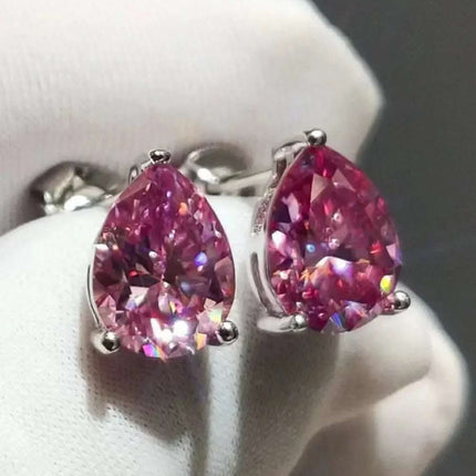 2 Carat Teardrop Moissanite Platinum-Plated Stud Earrings Fendax