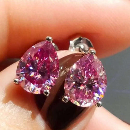 2 Carat Teardrop Moissanite Platinum-Plated Stud Earrings Fendax