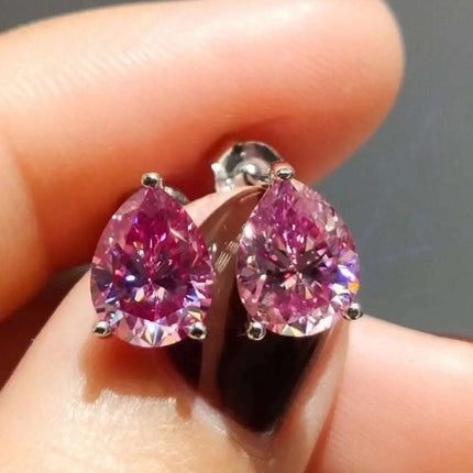 2 Carat Teardrop Moissanite Platinum-Plated Stud Earrings Fendax