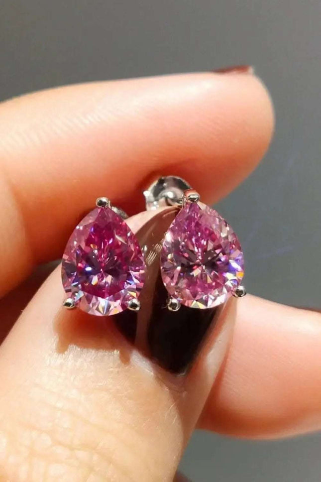 2 Carat Teardrop Moissanite Platinum-Plated Stud Earrings Fendax