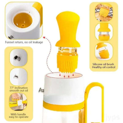 2 In 1 Oil Dispenser With Silicon Brush BBQ Oil Spray Glass Bottle Silicone For Barbecue Cooking Seasoning Bottle Kitchen Gadgets Fendax 0
