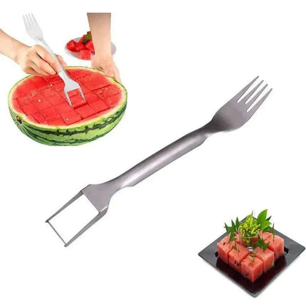 2 In 1 Watermelon Fork Slicer Multi-purpose Stainless Steel Watermelon Slicer Cutter Kitchen Fruit Cutting Fork Fruit Divider Kitchen Gadgets Fendax 0
