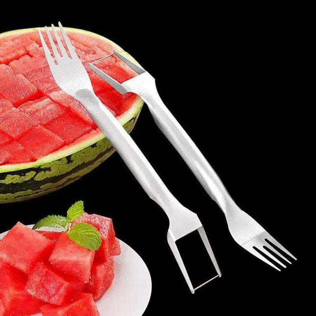2 In 1 Watermelon Fork Slicer Multi-purpose Stainless Steel Watermelon Slicer Cutter Kitchen Fruit Cutting Fork Fruit Divider Kitchen Gadgets Fendax 0