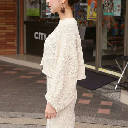 Bat sleeve sweater knitted skirt suit skirt Fendax 0
