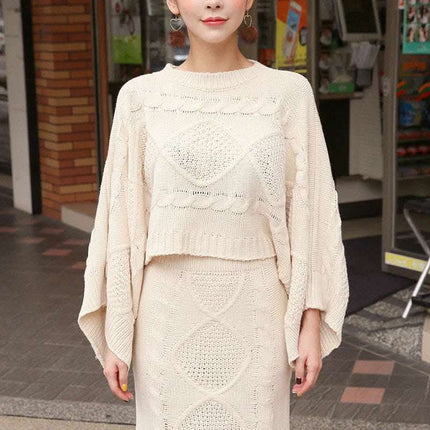 Bat sleeve sweater knitted skirt suit skirt Fendax 0