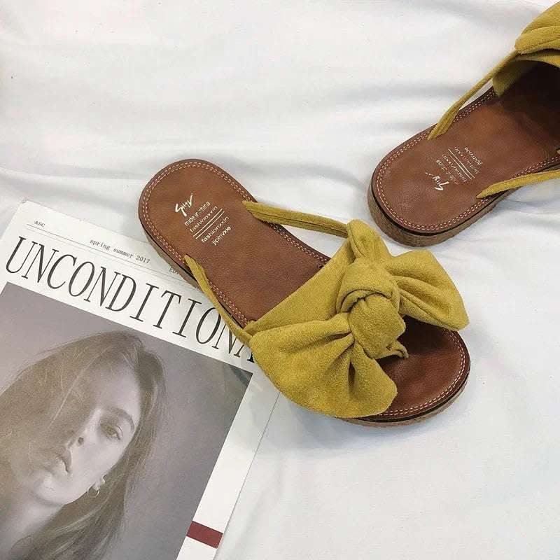 Summer Fashion Outerwear Bow Plywood Slippers Korean Fendax 0