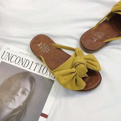 Summer Fashion Outerwear Bow Plywood Slippers Korean Fendax 0
